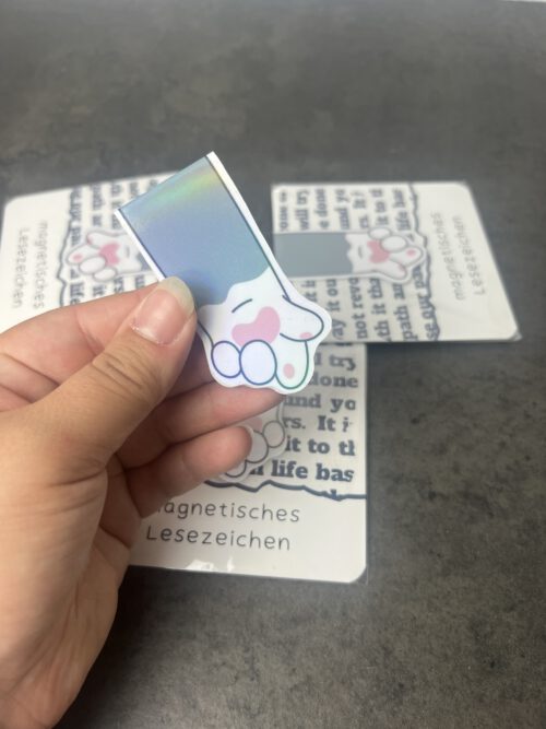 Magnetisches Lesezeichen - Katzenpfote grau zeigend