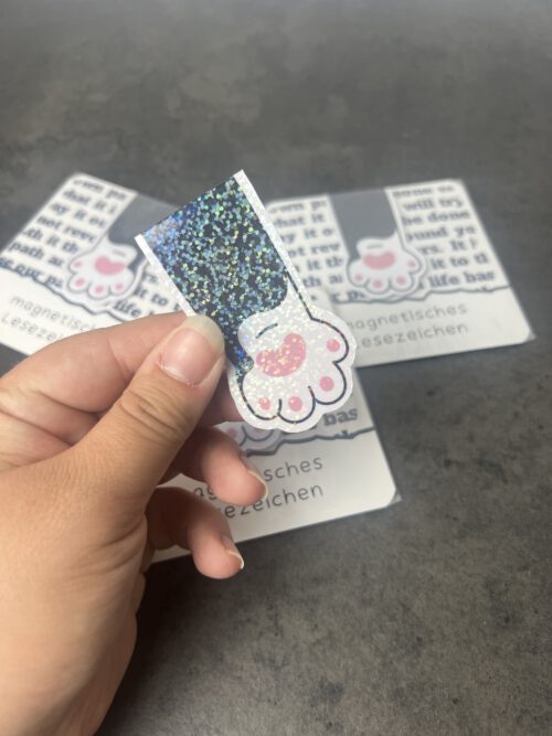 Magnetisches Lesezeichen - Katzenpfote schwarz weiß