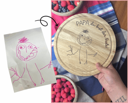 Rundes Holzbrett - persönliche Lasergravur